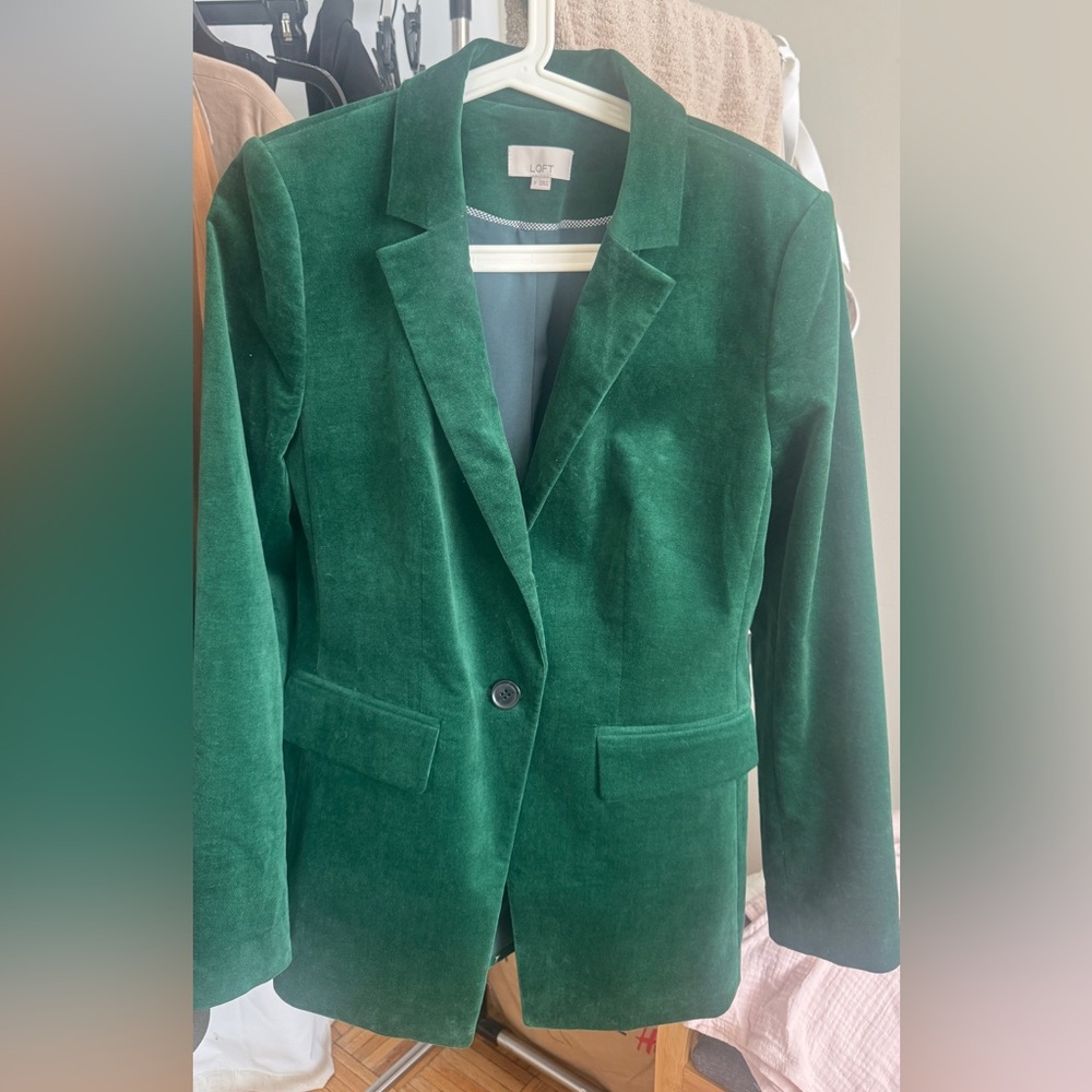 LOFT Forest Green Velvet Blazer